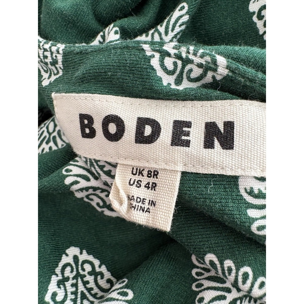 Boden Ophelia 4R Long Sleeve Maxi Wrap Dress Green White Printed Pockets - Picture 8 of 9